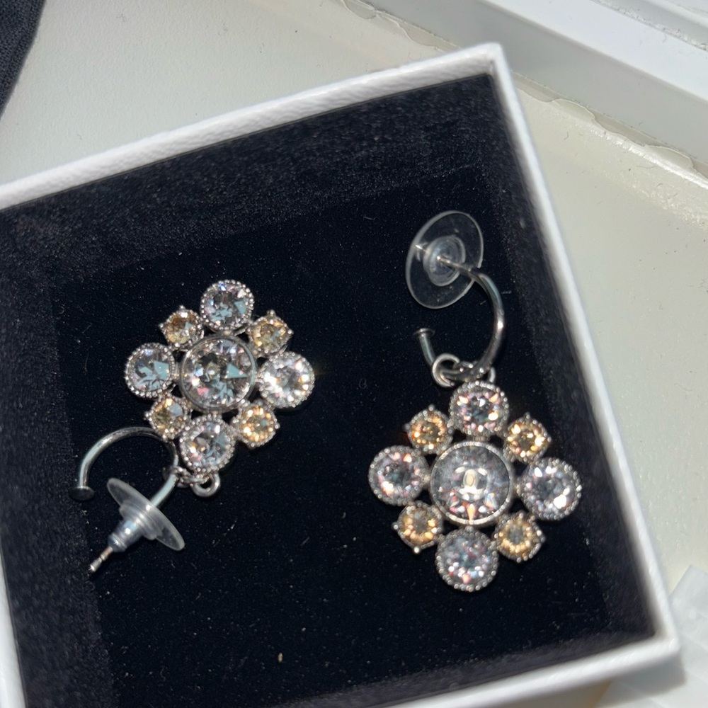Chanel clear and champagne crystal earrings